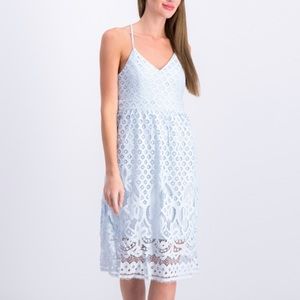 PARTY/SUMMER DRESS DEX Light Blue Lace Midi Dress
